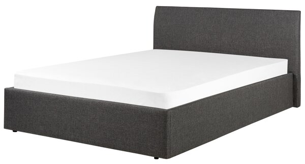 Posteľ sivá s rámom čalúnená látkou s úložným priestorom 140 x 200 cm minimalistický vzhľad