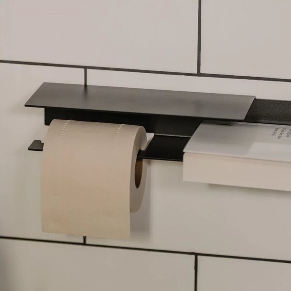 Kovový nástenný držiak na toaletný papier Berno čierny M - ľavý variant