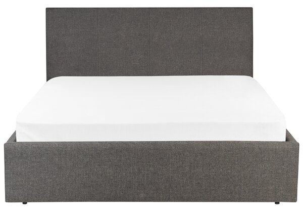 Posteľ sivá s rámom čalúnená látkou s úložným priestorom 140 x 200 cm minimalistický vzhľad