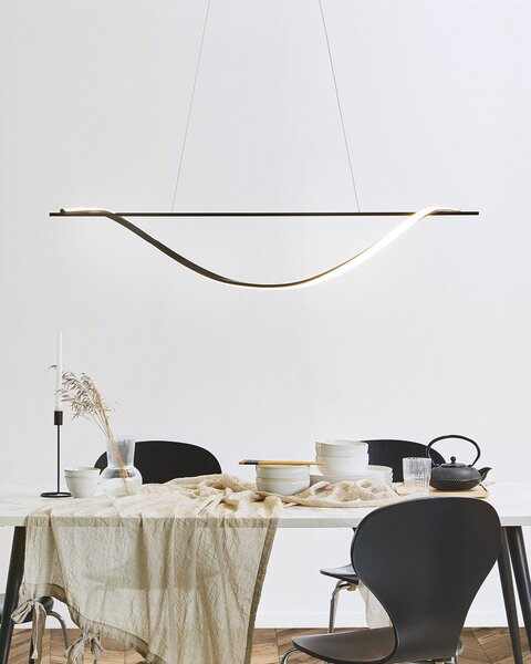 Závesná lampa čierne kovová s LED svetlami v tvare špirály moderné elegantné závesné svietidlo