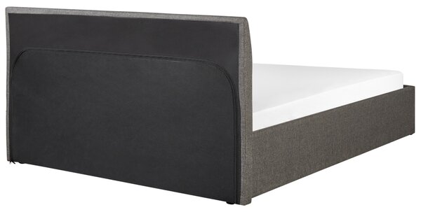 Posteľ sivá s rámom čalúnená látkou s úložným priestorom 140 x 200 cm minimalistický vzhľad