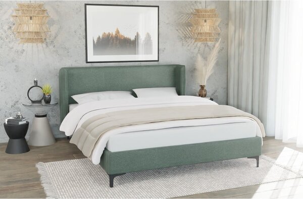Zelená čalúnená dvojlôžková posteľ s roštom 200x200 cm Basti – Ropez