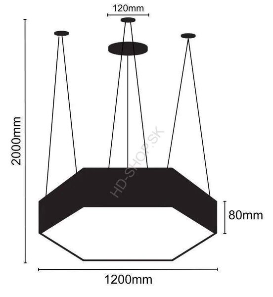 LED závesné svietidlo 120W 4000K čierne (LCL7324-H)