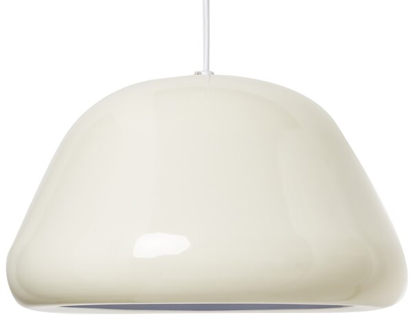 Závesná lampa svetlobéžová kovová lesklý povrch zaoblený tvar moderný vintage štýl kuchyňa jedáleň