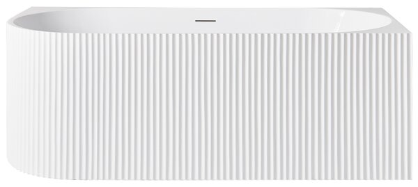 Rohová vaňa ľavostranná matná biela akrylátová 170 x 80 cm drážkovaná povrchová úprava moderný štýl kúpeľňa