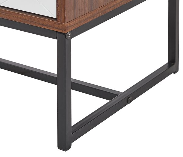 Komoda tmavé drevo biela MDF kov 91 x 49 x 38 cm 3 zásuvky úložný priestor moderný štýl obývačka spálňa