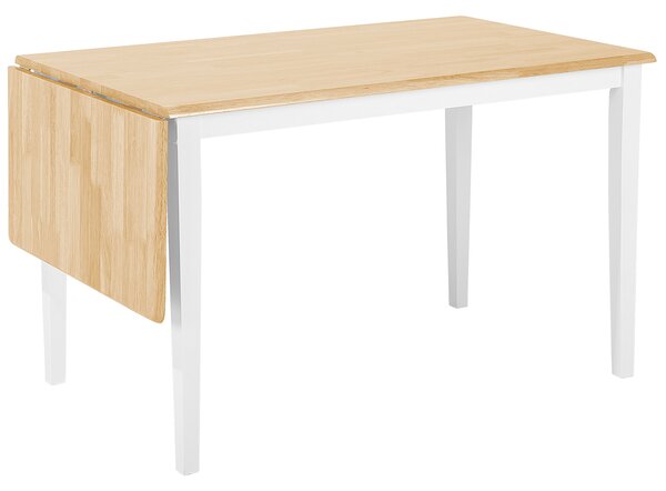 Jedálenský stôl biela svetlohnedá kaučuk 120/160 x 75 cm pre 6 osôb rozkladacia vrchná doska moderný škandinávsky štýl kuchyňa jedáleň