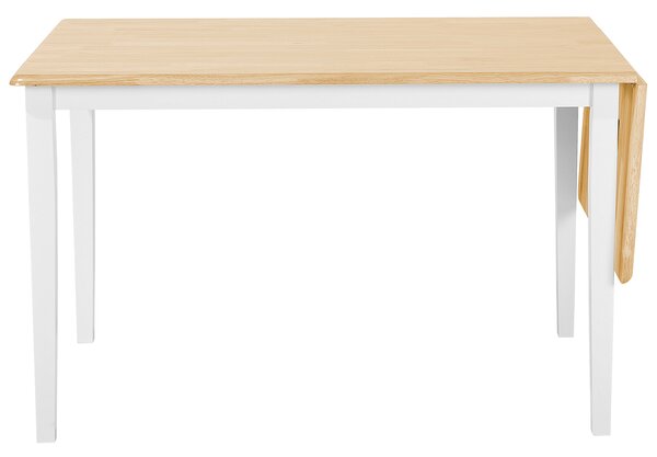Jedálenský stôl biela svetlohnedá kaučuk 120/160 x 75 cm pre 6 osôb rozkladacia vrchná doska moderný škandinávsky štýl kuchyňa jedáleň