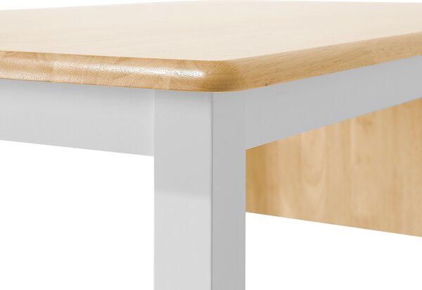Jedálenský stôl biela svetlohnedá kaučuk 120/160 x 75 cm pre 6 osôb rozkladacia vrchná doska moderný škandinávsky štýl kuchyňa jedáleň