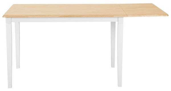 Jedálenský stôl biela svetlohnedá kaučuk 120/160 x 75 cm pre 6 osôb rozkladacia vrchná doska moderný škandinávsky štýl kuchyňa jedáleň