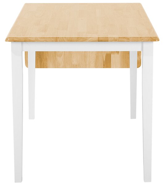 Jedálenský stôl biela svetlohnedá kaučuk 120/160 x 75 cm pre 6 osôb rozkladacia vrchná doska moderný škandinávsky štýl kuchyňa jedáleň