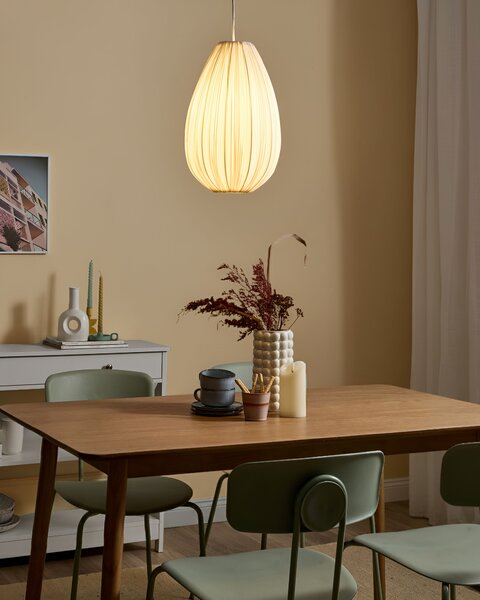 Závesná lampa biele látkové tienidlo z bavlny moderný dizajn osvetlenie do obývacej izby