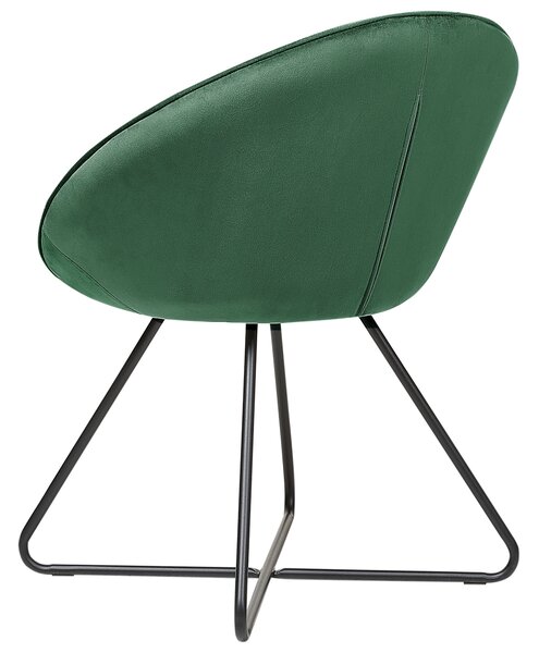 Dizajnové kreslo zelené zamatové čalúnenie okrúhle sedadlo retro minimalistický dizajn