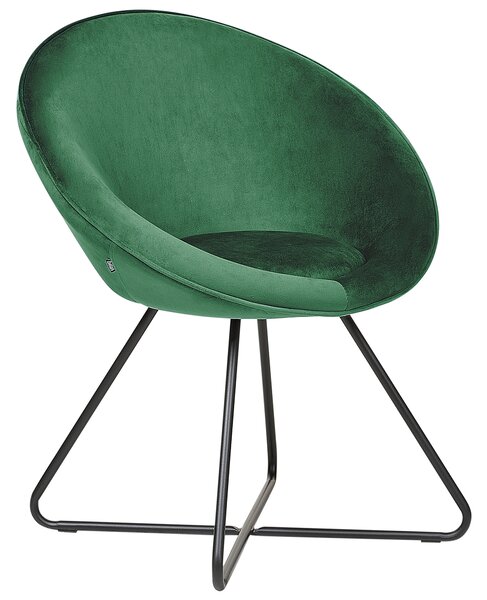 Dizajnové kreslo zelené zamatové čalúnenie okrúhle sedadlo retro minimalistický dizajn