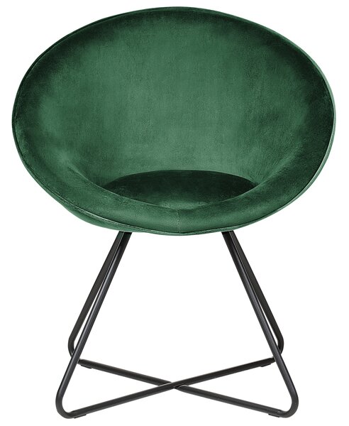 Dizajnové kreslo zelené zamatové čalúnenie okrúhle sedadlo retro minimalistický dizajn