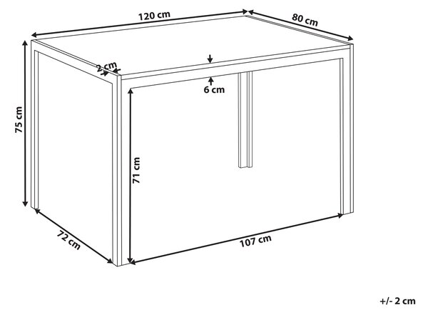 Jedálenský stôl svetlohnedá biela MDF kovový rám 120 x 70 cm obdĺžnikový tvar klasický moderný štýl kuchyňa jedáleň