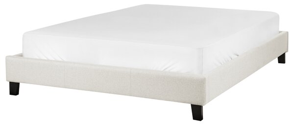 Posteľ čalúnená svetlobéžová 140 x 200 cm rám postele s roštom bez čela spálňa moderný minimalistický štýl