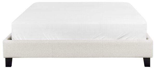 Posteľ čalúnená svetlobéžová 140 x 200 cm rám postele s roštom bez čela spálňa moderný minimalistický štýl