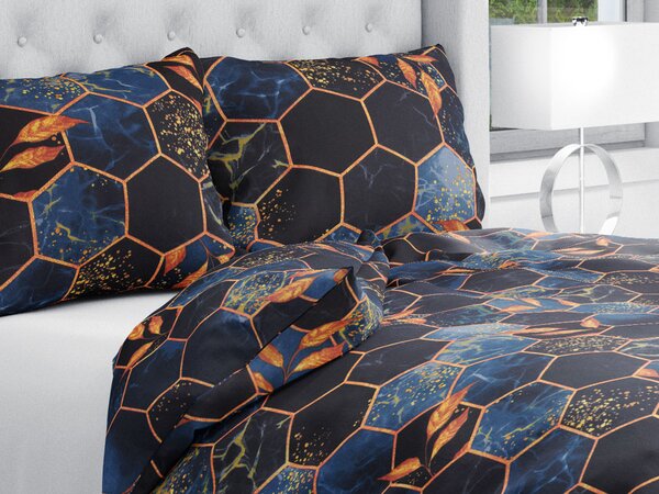 Biante Bavlnené posteľné obliečky Sandra SA-232 Tmavo modré hexagóny Jednolôžko 140x200 a 70x90 cm