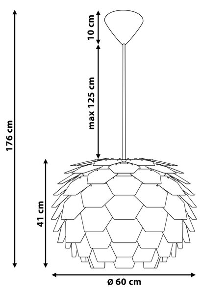 Závesná lampa sivá syntetický materiál okrúhle tienidlo tvar borovicovej šišky na strop moderný škandinávsky štýl obývačka detská izba