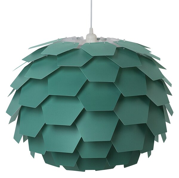 Závesná lampa zelená syntetický materiál okrúhle tienidlo tvar borovicovej šišky na strop moderný škandinávsky štýl obývačka detská izba