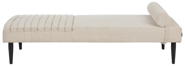 Leňoška béžová látková čalúnená čierne kovové nohy moderný minimalistický dizajn