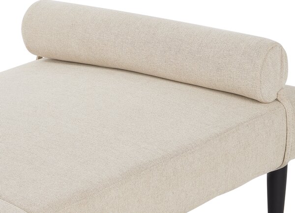 Leňoška béžová látková čalúnená čierne kovové nohy moderný minimalistický dizajn