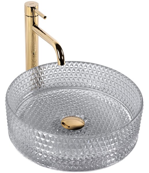 Rea Cristal, sklenené umývadlo na dosku 355 x 355 x 115 mm, dymové sklo, REA-U9615