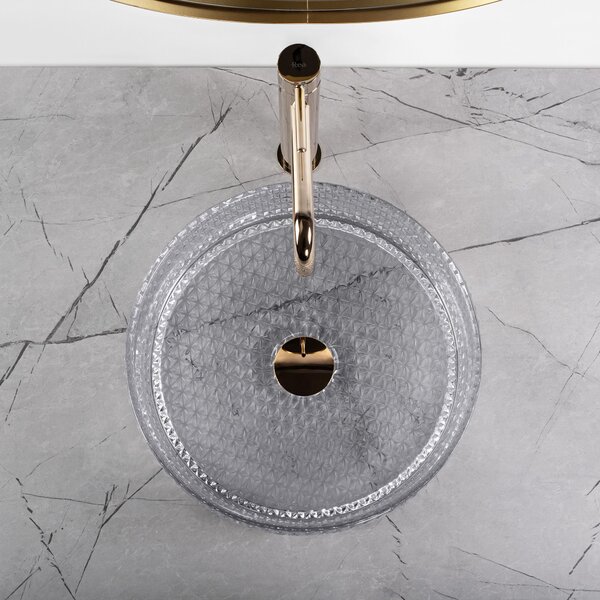 Rea Cristal, sklenené umývadlo na dosku 355 x 355 x 115 mm, dymové sklo, REA-U9615
