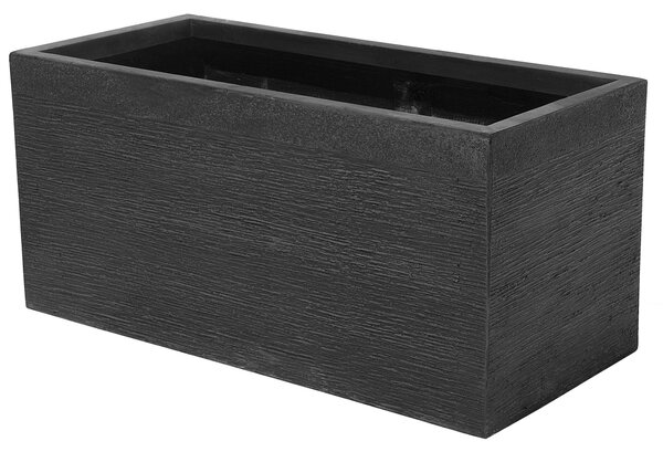 Kvetináč čierny zmes hliny a vlákien 80 x 37 x 38 cm obdĺžnikový tvar moderný štýl interiér exteriér