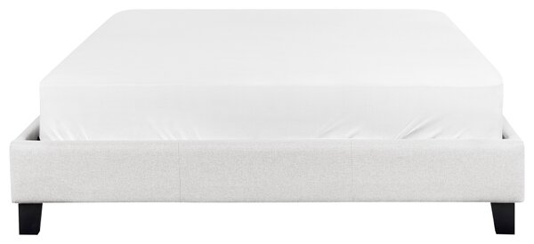 Posteľ čalúnená svetlosivá 140 x 200 cm rám postele s roštom bez čela spálňa moderný minimalistický štýl