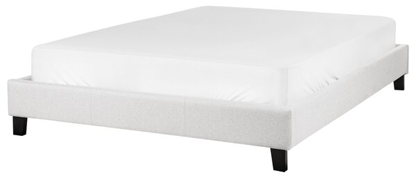 Posteľ čalúnená svetlosivá 140 x 200 cm rám postele s roštom bez čela spálňa moderný minimalistický štýl