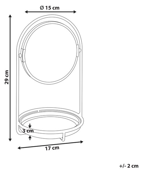 Kozmetické zrkadlo zlatá/čierna železný kovový rám ø 15 cm so stojanom 1x/3x zväčšovacie sklo obojstranné