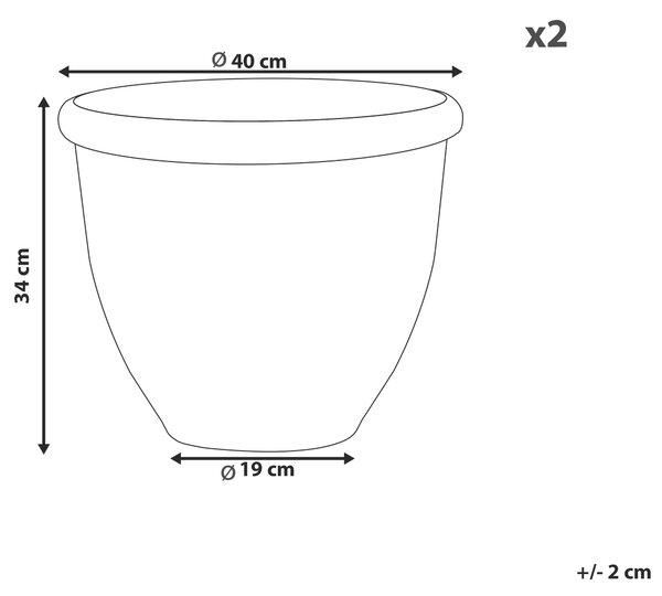 Súprava 2 kvetináčov hnedá ⌀ 40 cm kamenná zmes a polyresin vysoký lesk odolné voči vplyvom počasia