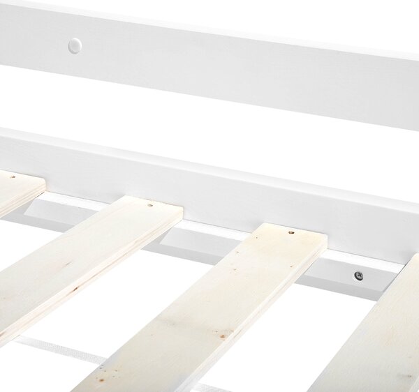 Poschodová posteľ so zásuvkami biela borovicové drevo 90 x 200 cm lamelový rošt s rebríkom úložný priestor moderný štýl detská izba