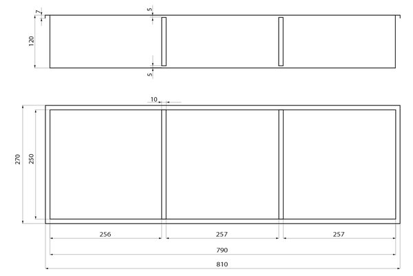 Polysan Polysan, INSERTA zapustená polica do obkladu, 270x810 mm, nerez, antracitová, 1301-27B
