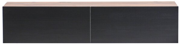 Závesná skrinka pod TV čierna a hnedá 140 cm tv stolík na stenu minimalistický dizajn obývacia izba
