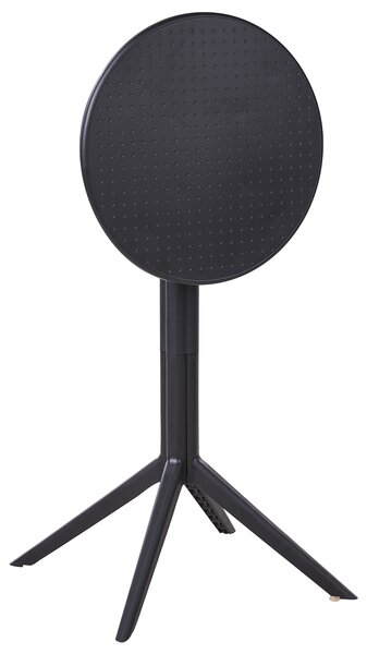 Okrúhly bistro stolík čierny syntetický materiál 60 x 60 cm sklopná stolová doska vonkajší odolný stôl na balkón