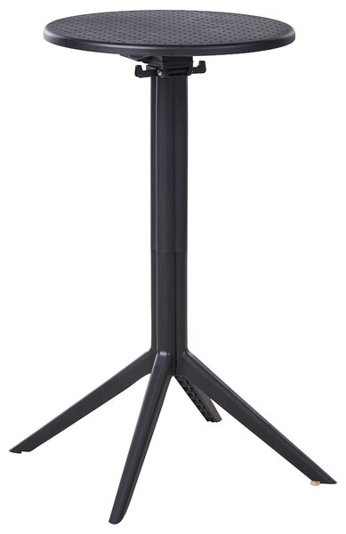 Okrúhly bistro stolík čierny syntetický materiál 60 x 60 cm sklopná stolová doska vonkajší odolný stôl na balkón