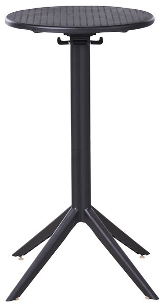 Okrúhly bistro stolík čierny syntetický materiál 60 x 60 cm sklopná stolová doska vonkajší odolný stôl na balkón