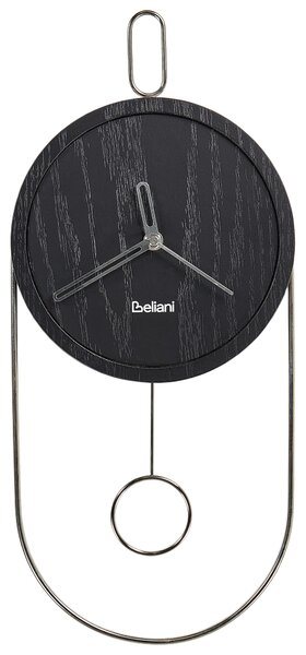 Nástenné hodiny čierna MDF kov 20 x 45 cm dizajn bez čísel s kyvadlom moderný štýl obývacia izba doplnky