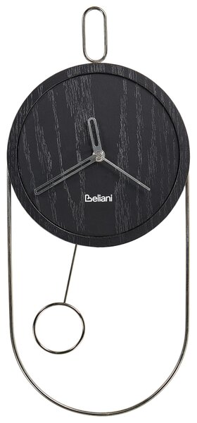 Nástenné hodiny čierna MDF kov 20 x 45 cm dizajn bez čísel s kyvadlom moderný štýl obývacia izba doplnky