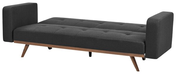 Rozkladacia pohovka čierna polyester látkové čalúnenie 3-miestna železné nohy s podrúčkami tradičný štýl obývacia izba