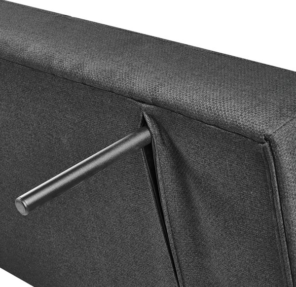 Rozkladacia pohovka čierna polyester látkové čalúnenie 3-miestna železné nohy s podrúčkami tradičný štýl obývacia izba