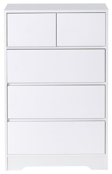 Komoda biela 5 zásuvkami MDF materiál nábytok s úložným priestorom škandinávsky štýl