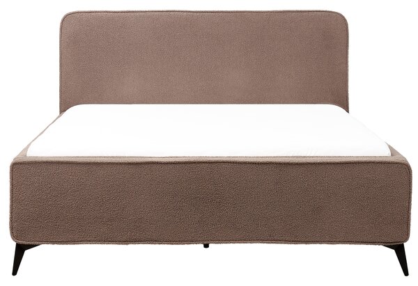 Rám postele s čelom hnedé buklé čalúnenie čierne kovové nohy 160 x 200 cm klasický minimalistický štýl spálňa