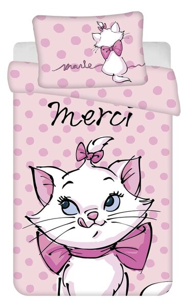 Ružové bavlnené detské obliečky do postieľky 100x135 cm Marie Cat "Merci" – Jerry Fabrics