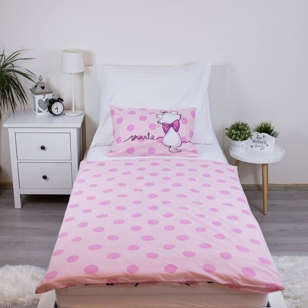 Ružové bavlnené detské obliečky do postieľky 100x135 cm Marie Cat "Merci" – Jerry Fabrics