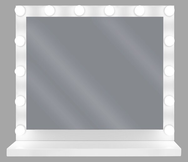 Nástenné zrkadlo biely rám s LED žiarovkami 50 x 60 cm obdĺžnikové hollywoodske