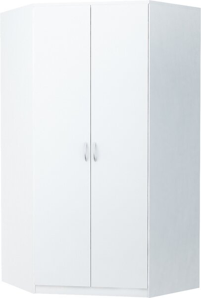 Rohová šatníková skriňa ZORICA - šírka 106 cm, biela
